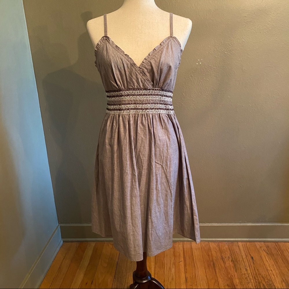 Brown Cotton Fit & Flare Dress